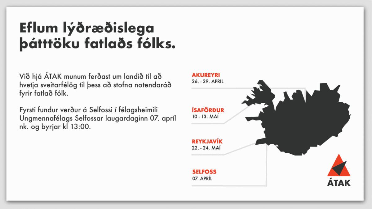 Átak fundar á landsbyggðinni í aðdraganda sveitastjórnarkosninga