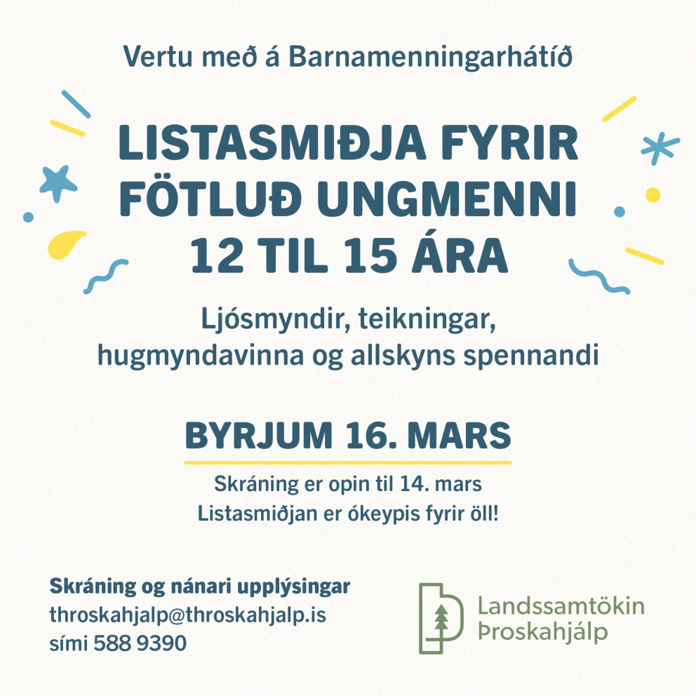 Listasmiðja fyrir fötluð ungmenni