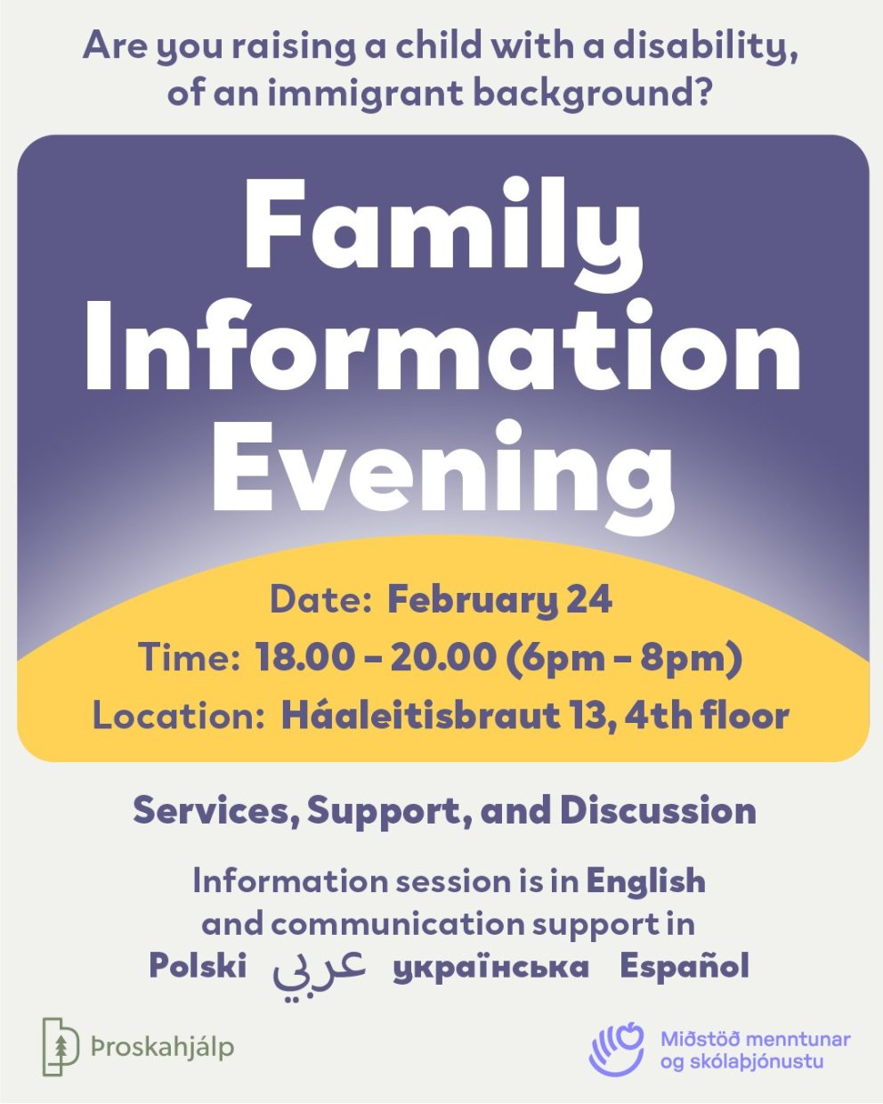 Family Information Evening - Registration form below