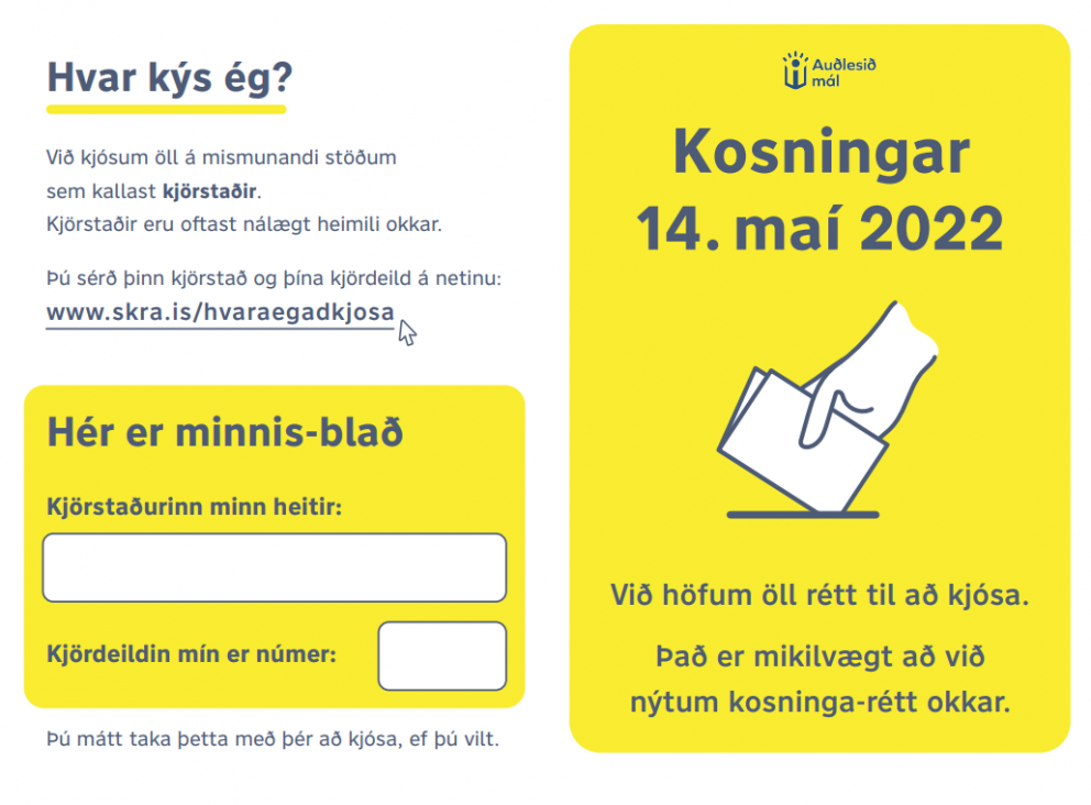 Bæklingur fyrir kosningarnar 14. maí