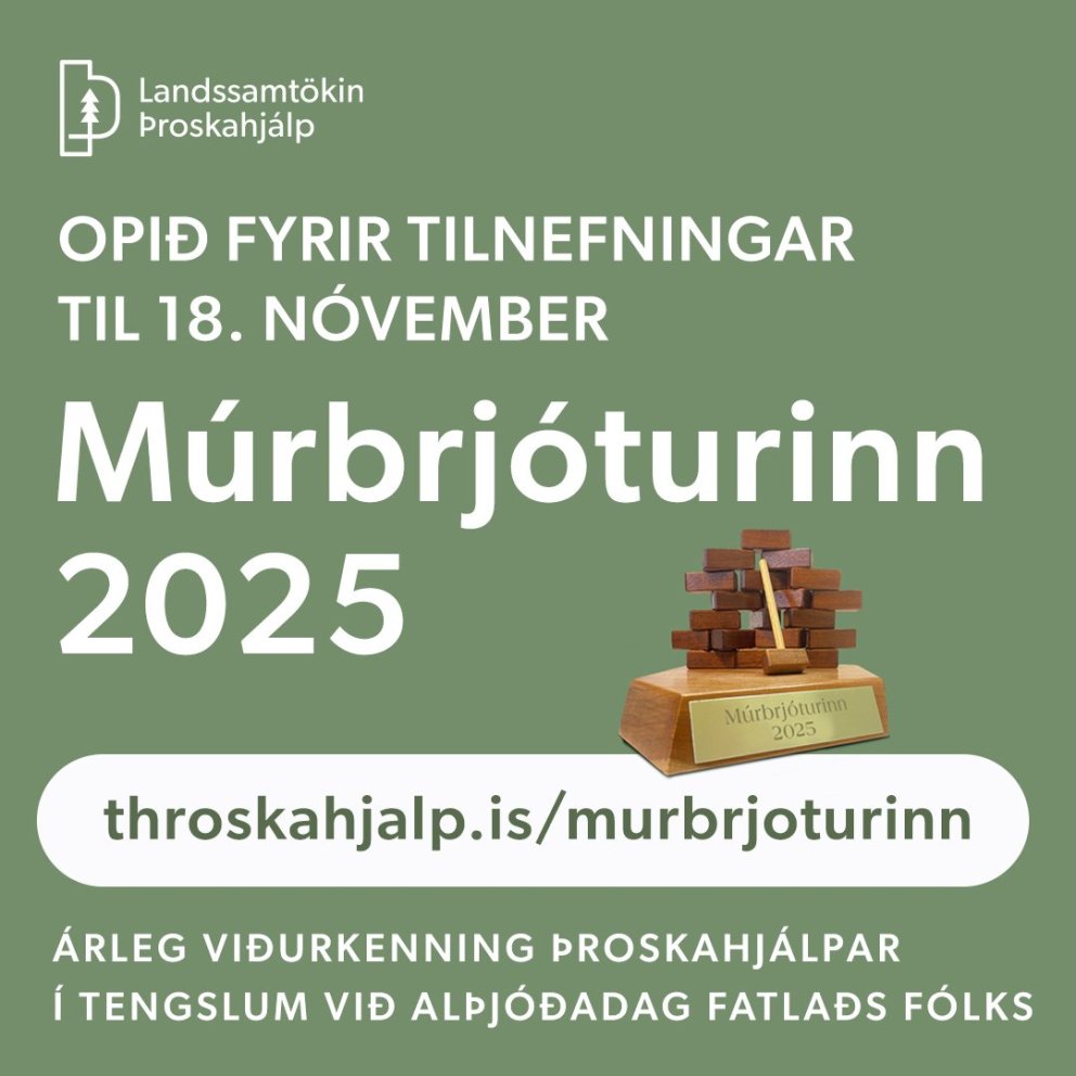 Múrbrjóturinn 2025 — opið fyrir tilnefningar til 18. nóvember