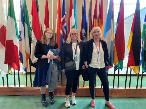 Sunna Dögg, Unnur Helga og Anna Lára í höfuðstöðvum Sameinuðu þjóðanna