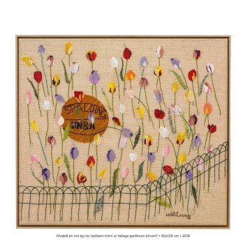 Verk Loja Höskuldssonar prýða almanakið í ár og eru bæði útsaumsverk og eftirprentanir í pottinum fy…