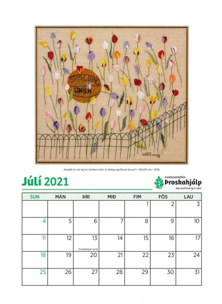 Síða júlímánaðar úr almanakinu 2021