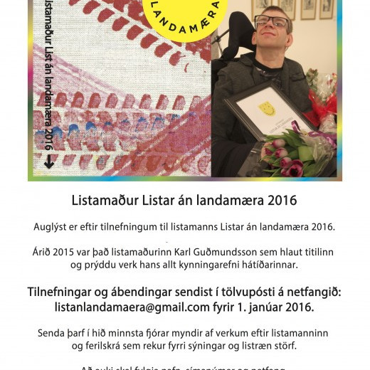 Auglýst eftir tilnefningum til listamanns Listar án landamæra 2016