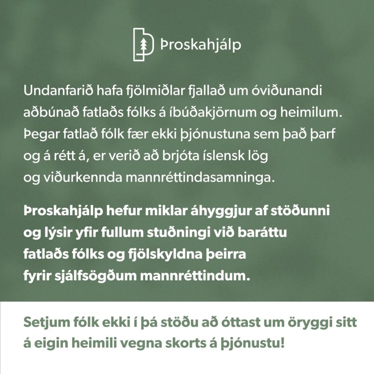 Þroskahjálp lýsir stuðningi við baráttu fjölskyldna fatlaðs fólks