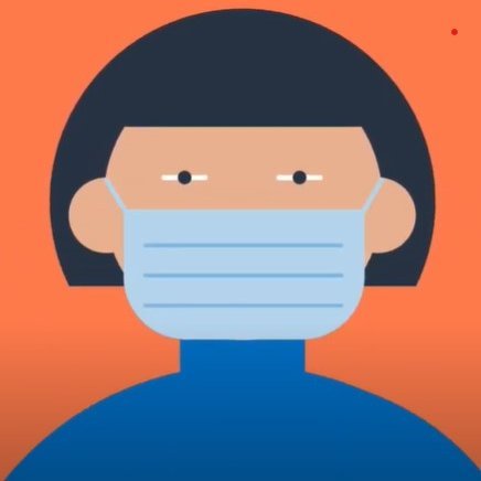 Skjáskot úr myndbandi almannavarna um rétta grímunotkun.