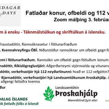 Málstofa: Fatlaðar konur, ofbeldi og 112 vefgáttin