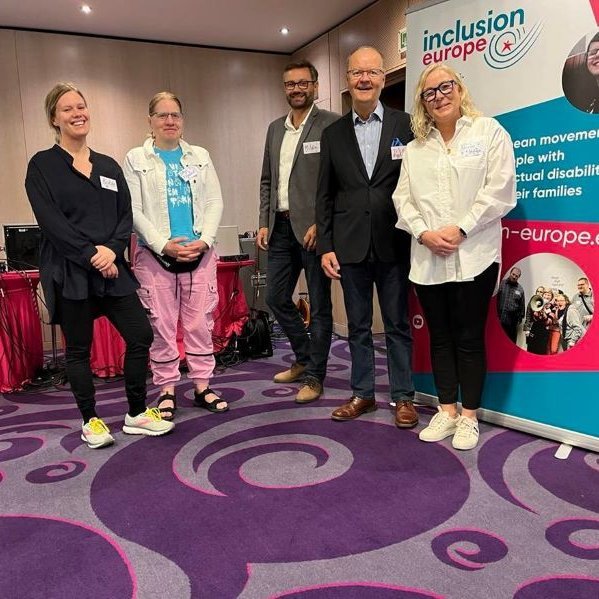 Á myndinni eru Birna (Átak), Inga Hanna (Átak), Milan (Inclusion Europe), Jyrki (Inclusion Europe) o…