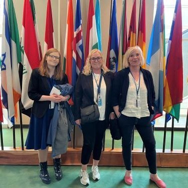 Sunna Dögg, Unnur Helga og Anna Lára í höfuðstöðvum Sameinuðu þjóðanna