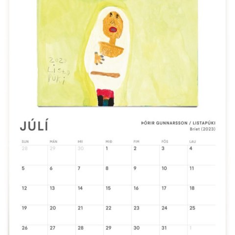 Almanak Þroskahjálpar 2026, júlí, Þórir Gunnarsson / Listapúki