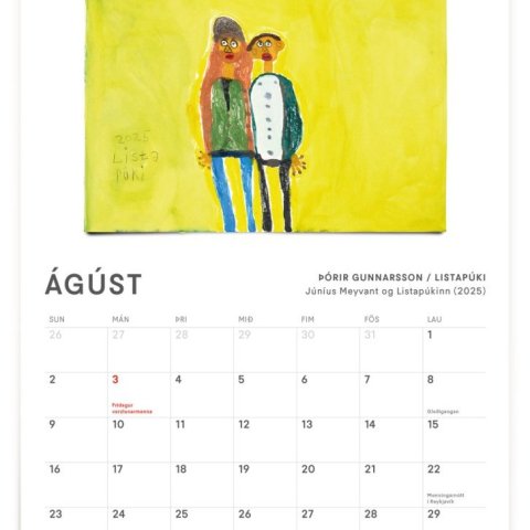Almanak &THORN;roskahj&aacute;lpar 2026, &aacute;g&uacute;st, &THORN;&oacute;rir Gunnarsson / Listap&uacute;ki