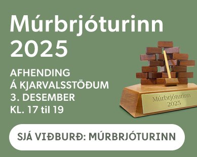 Múrbrjóturinn - viðurkenning Þroskahjálpar - afhending 3. desember kl. 17 til 19 á Kjarvalsstöðum